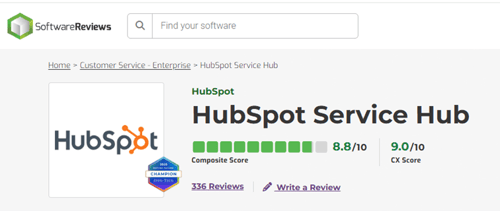 HubSpot Service Hub kampioen bij Software Reviews