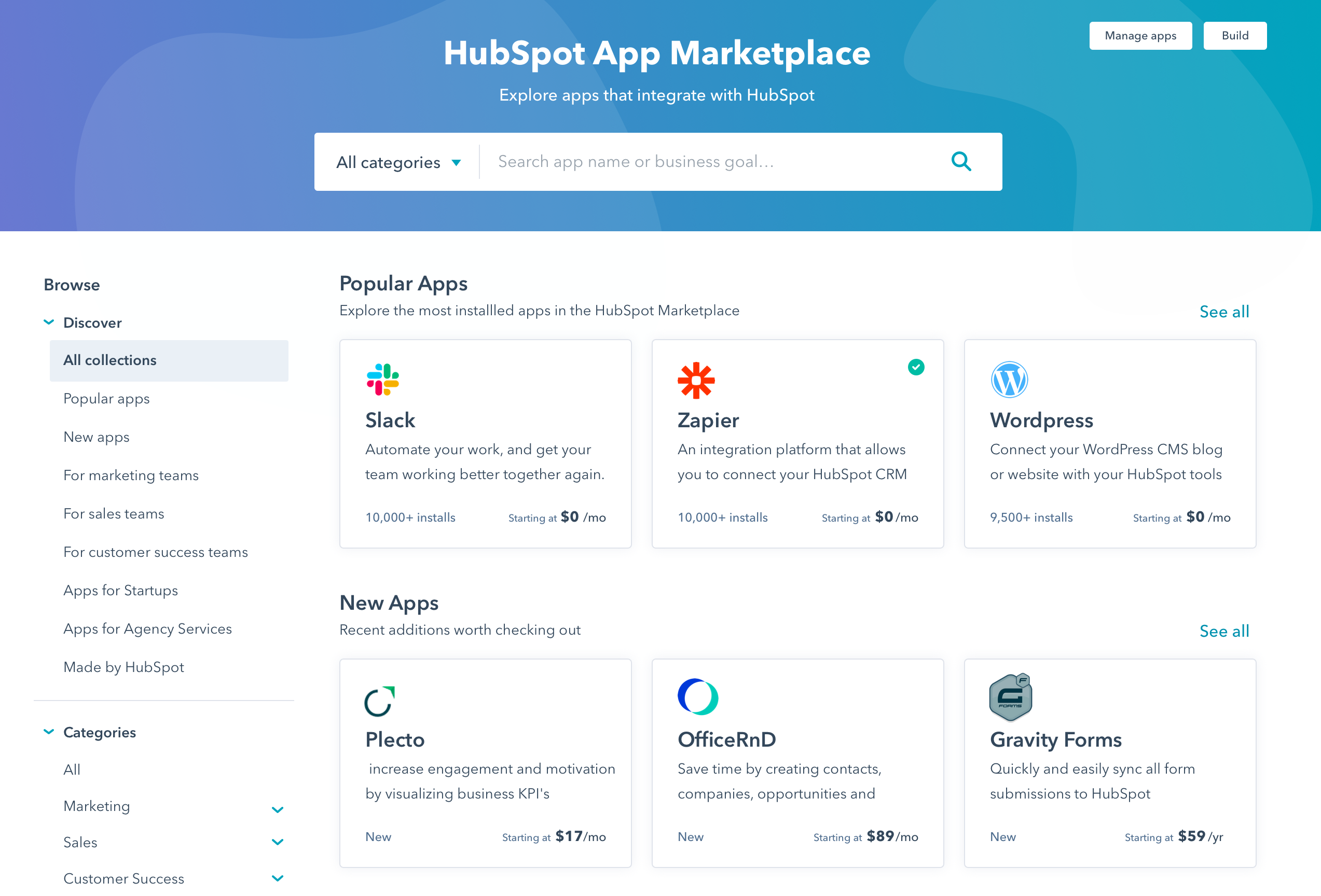 hubspot app market place