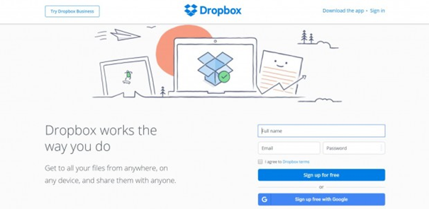 dropbox landingspagina