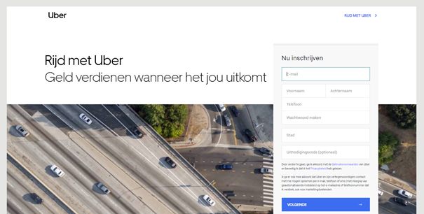 uber effectieve landingspagina 