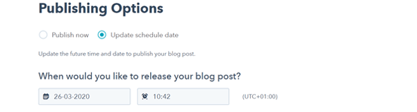 marketingautomatisering met HubSpot software - inplannen blogartikel