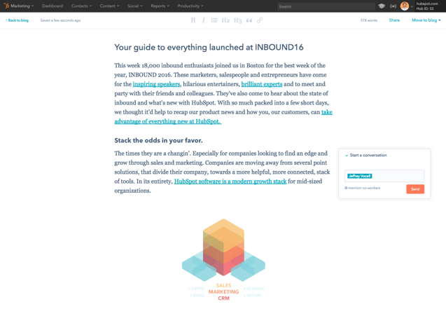 HubSpot blog composer
