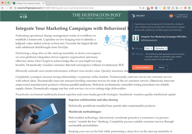 HubSpot collect tool