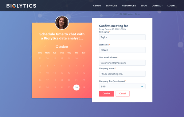 HubSpot Meetings tool