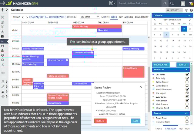 Maximizer CRM 2017 Kalender