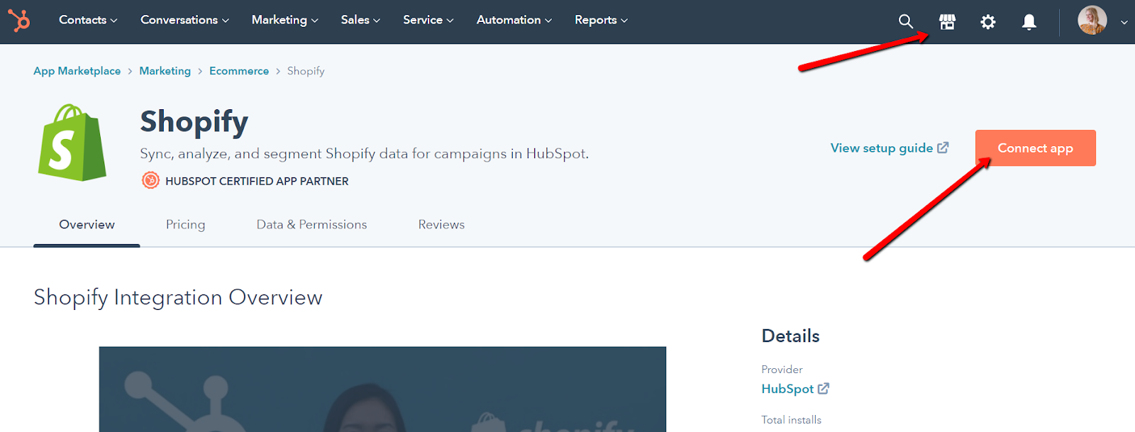 Shopify webshop integratie HubSpot