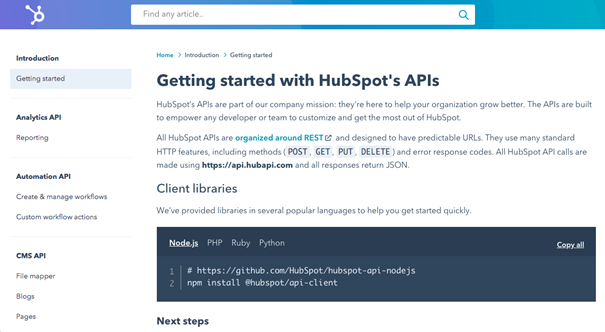 HubSpot Update 2020 - API-documentatie